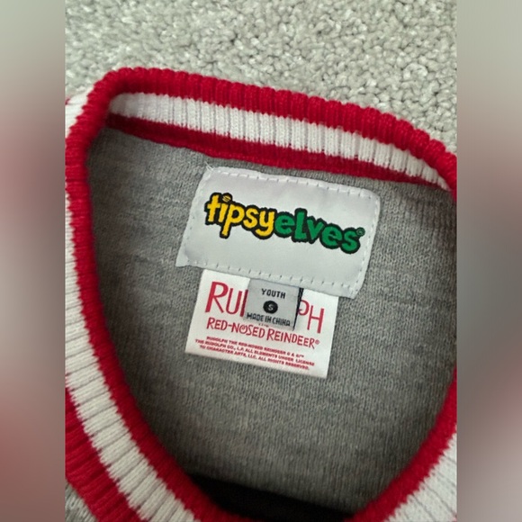 Kids Tipsy Elves Rudolph the Red-Nosed Reindeer Sweater, size Youth Small - Picture 3 of 6